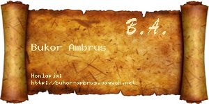 Bukor Ambrus névjegykártya